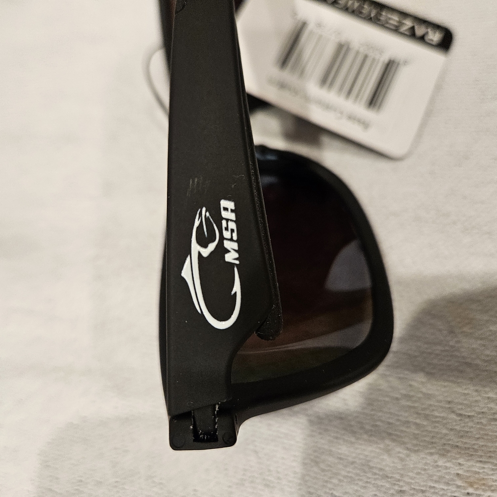 RAZE MSA Polarized Fishing Sunglasses UV400 Blue Lens Black Rectangular Full Rim - Picture 7 of 7